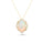 3.55 Cts White Opal and White Diamond Pendant in 14K Yellow Gold