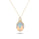 3.77 Cts White Opal and White Diamond Pendant in 14K Yellow Gold