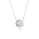 Round Moissanite Halo Necklace in 14K White Gold