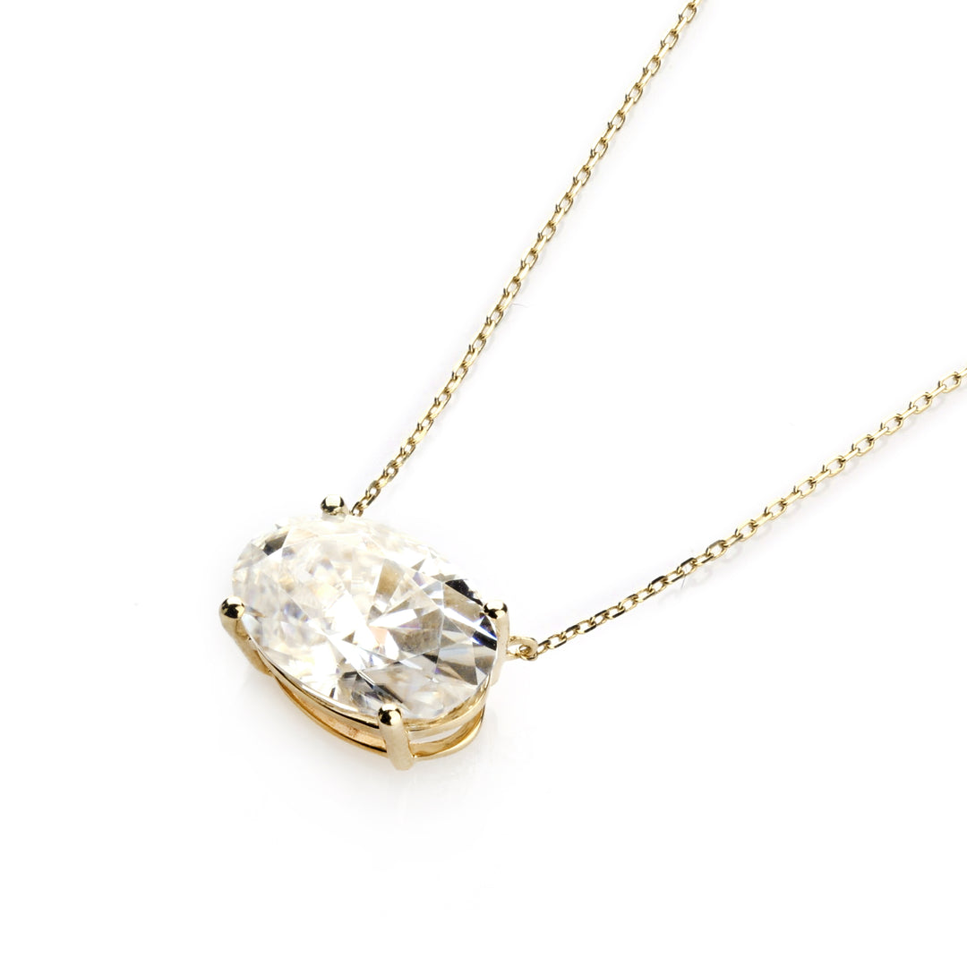4.50 DEW Moissanite Solitaire Necklace in 14K Gold