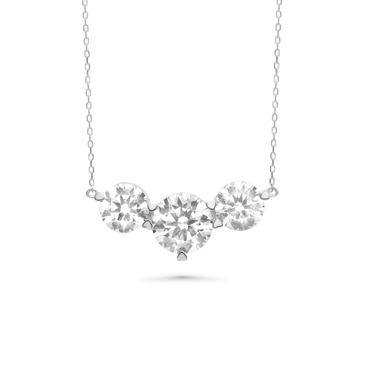 4.00 DEW Moissanite 3 Stone Necklace in 14K Gold