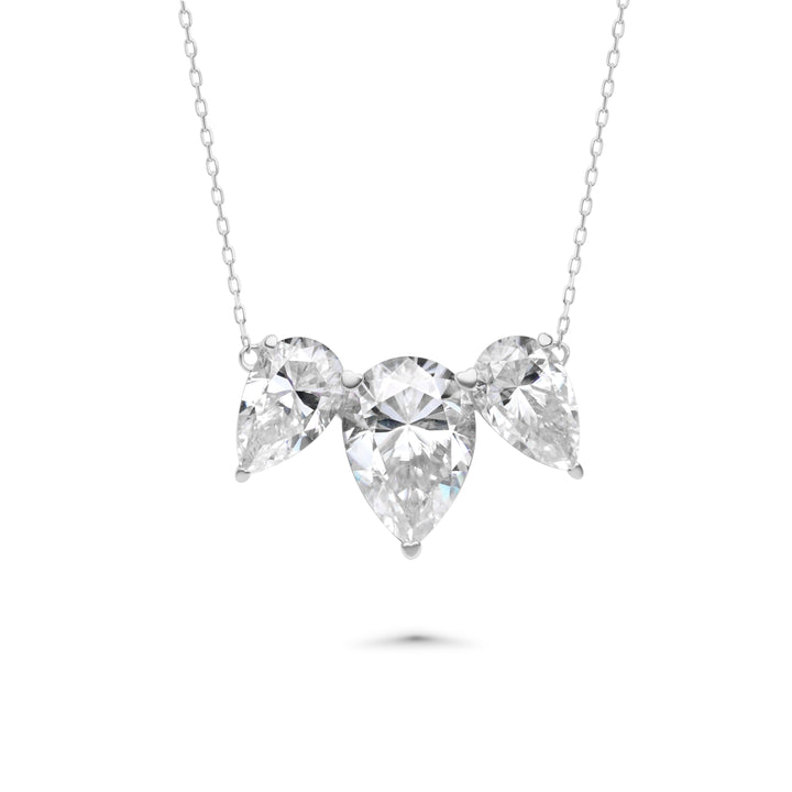 4.00 DEW Moissanite 3 Stone Necklace in 14K Gold