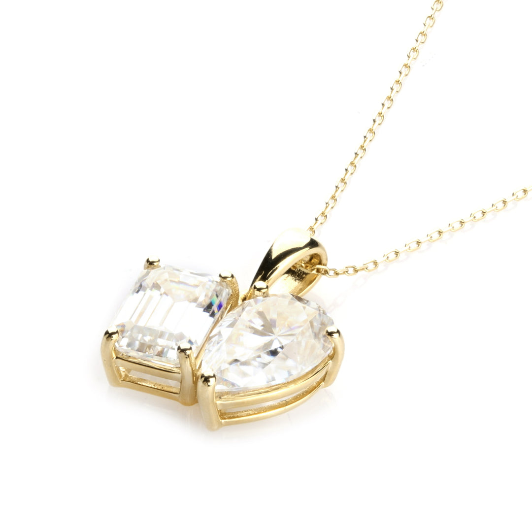 4.00 DEW White Moissanite Toi Moi Pendant in 14K Gold