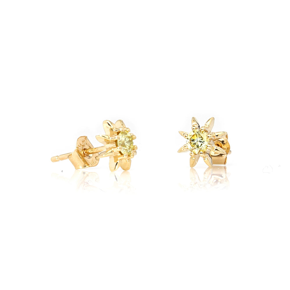 0.28 Cts Multi Color Diamond Earring in 14K Yellow Gold