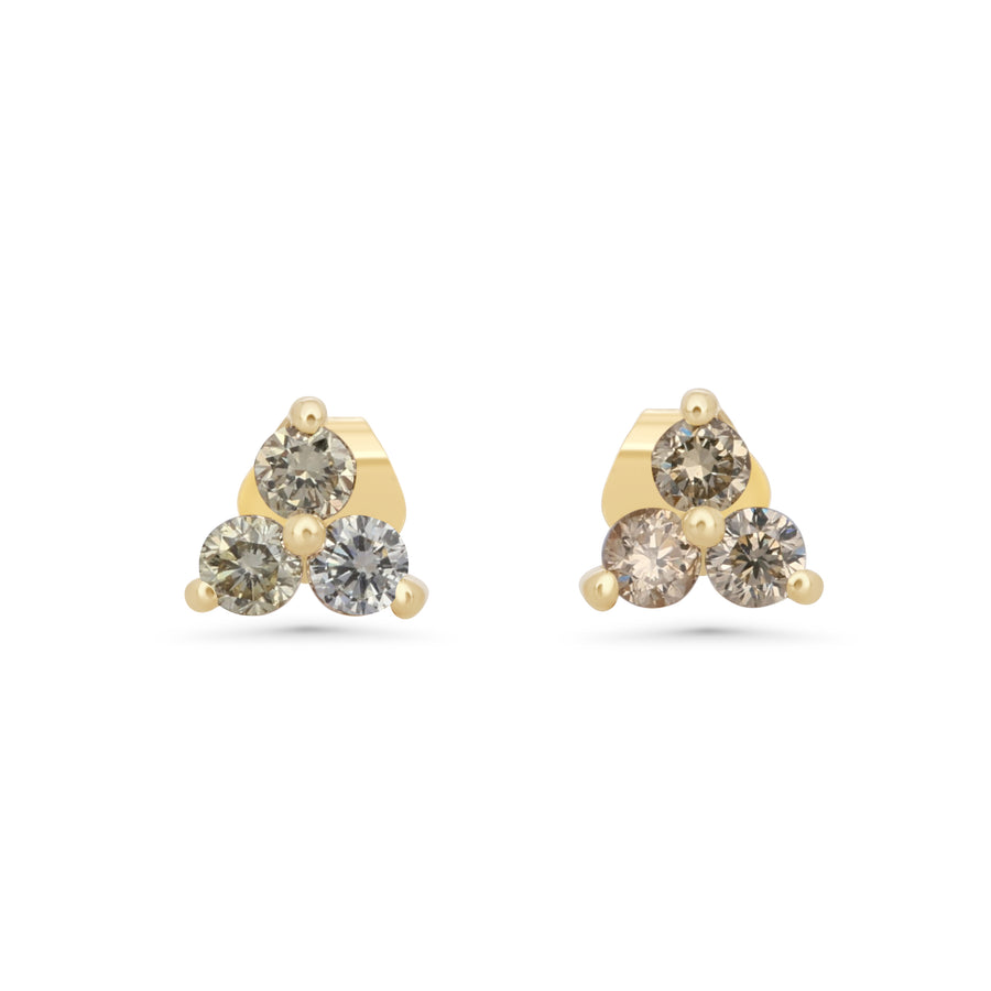 0.4 Cts Multi Color Diamond Earring in 14K Yellow Gold