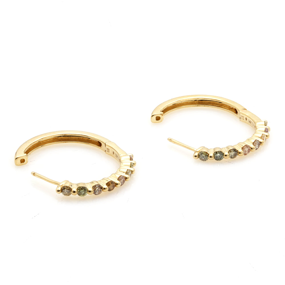 0.48 Cts Multi Color Diamond Earring in 14K Yellow Gold