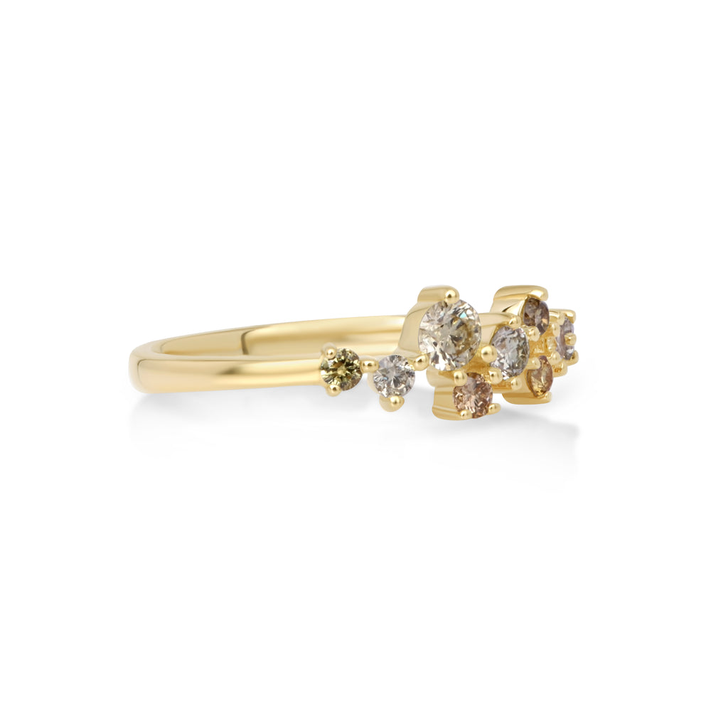 0.48 Cts Multi Color Diamond Ring in 14K Yellow Gold