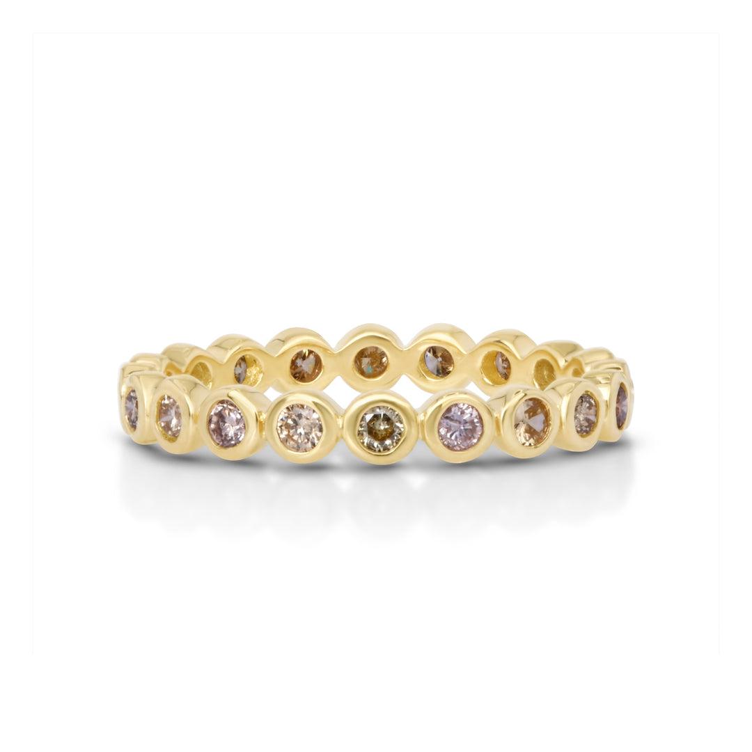 0.6 Cts Multi Color Diamond Ring in 14K Yellow Gold