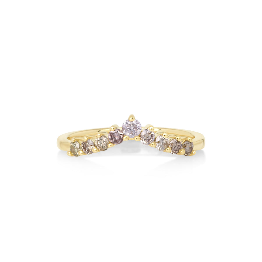 0.3 Cts Multi Color Diamond Ring in 14K Yellow Gold