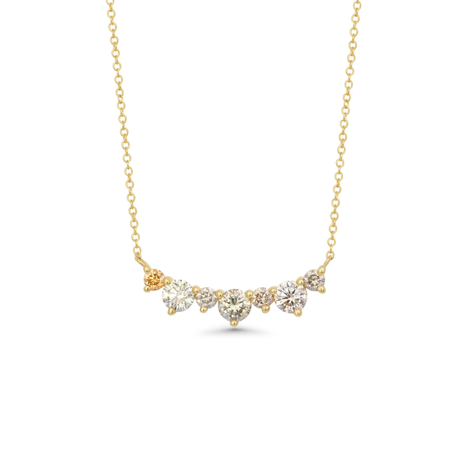 0.63 Cts Multi Color Diamond Necklace in 14K Yellow Gold