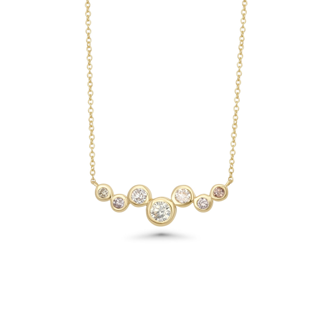 0.39 Cts Multi Color Diamond Necklace in 14K Yellow Gold