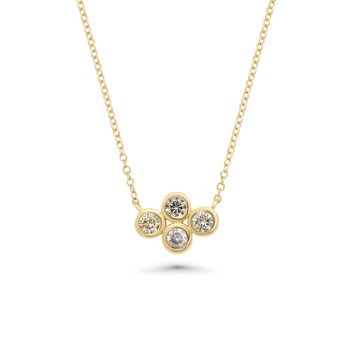0.2 Cts Multi Color Diamond Necklace in 14K Yellow Gold