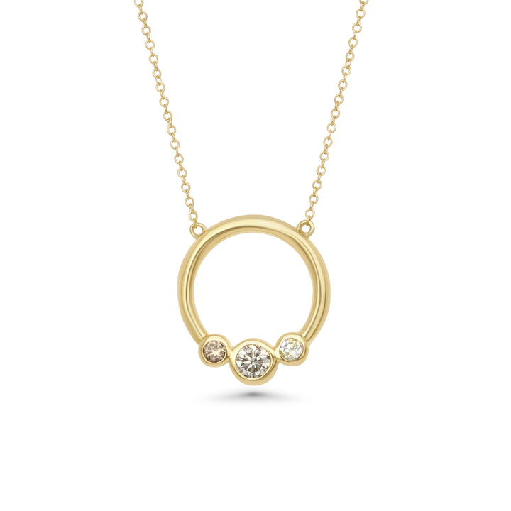 0.23 Cts Multi Color Diamond Necklace in 14K Yellow Gold