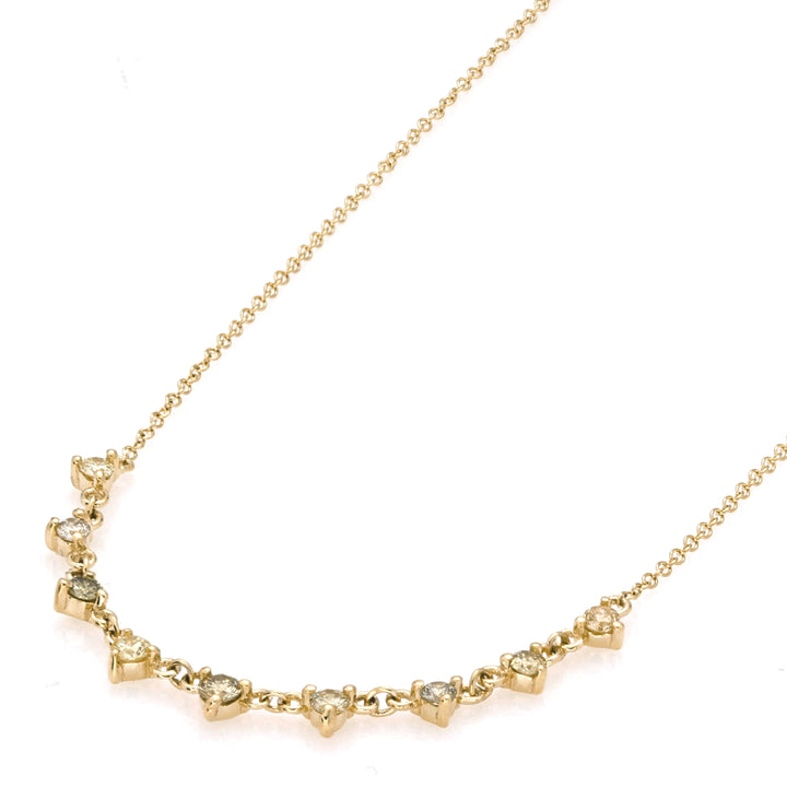 0.29 Cts Multi Color Diamond Necklace in 14K Yellow Gold