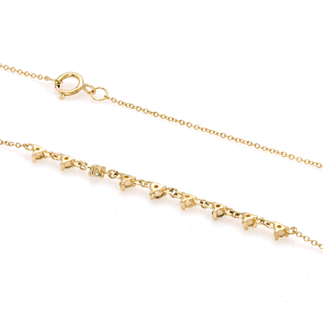 0.29 Cts Multi Color Diamond Necklace in 14K Yellow Gold