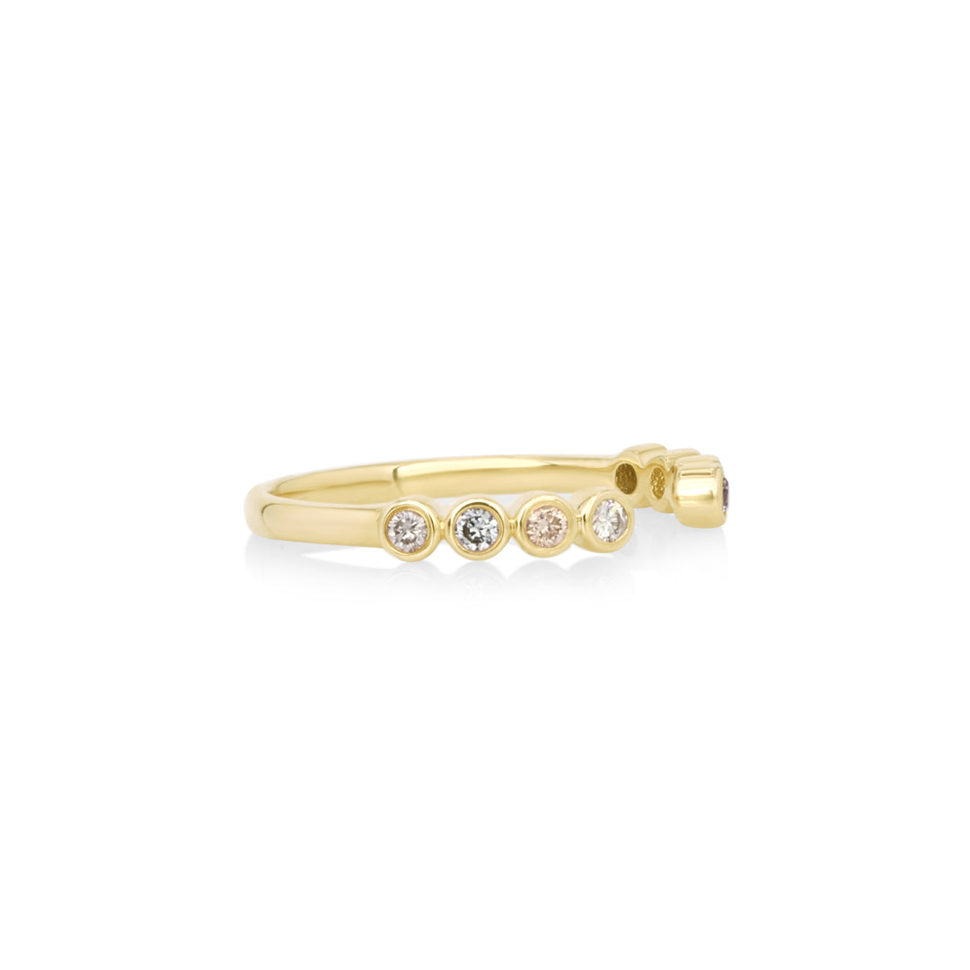 0.19 Cts Multi Color Diamond Ring in 14K Yellow Gold
