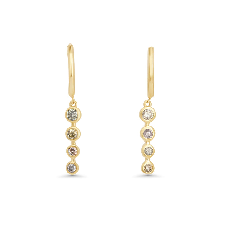 0.36 Cts Multi Color Diamond Earring in 14K Yellow Gold