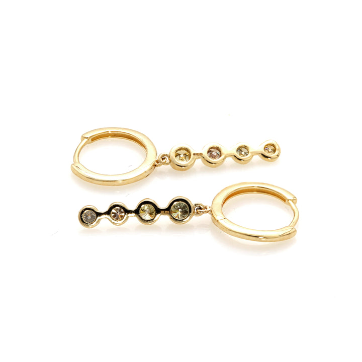 0.36 Cts Multi Color Diamond Earring in 14K Yellow Gold