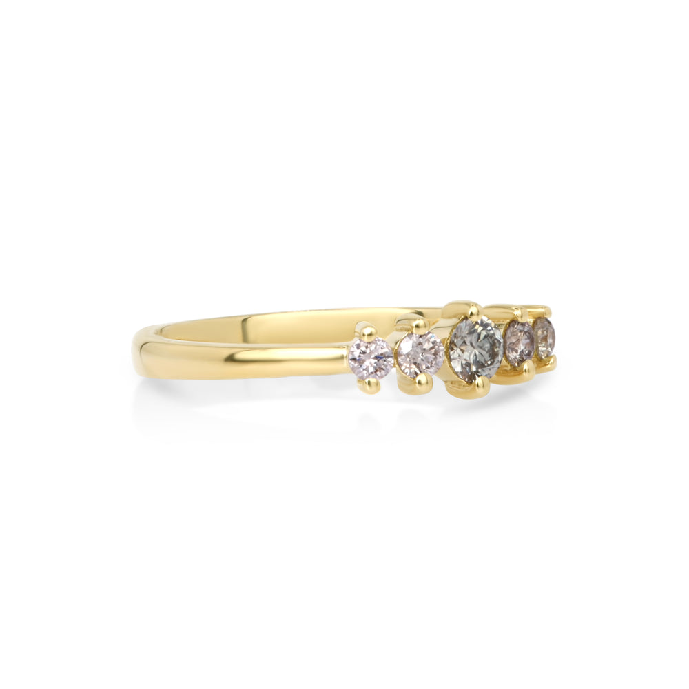 0.33 Cts Multi Color Diamond Ring in 14K Yellow Gold