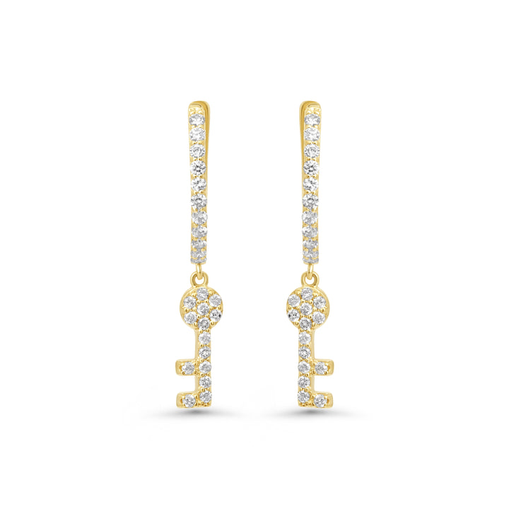 0.39 Cts White Diamond Earring in 14K Yellow Gold
