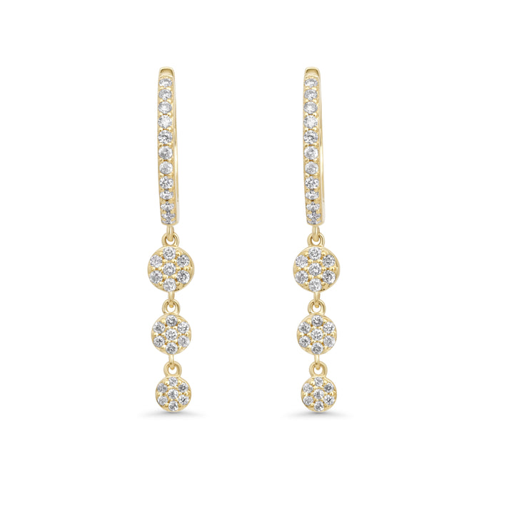 0.37 Cts White Diamond Earring in 14K Yellow Gold