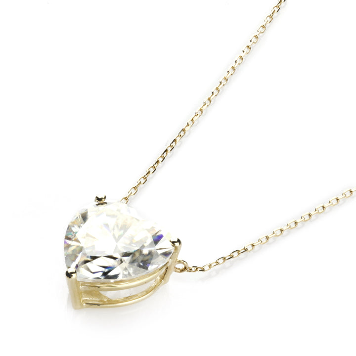 4.00 DEW White Moissanite Solitaire Necklace in 14K Gold