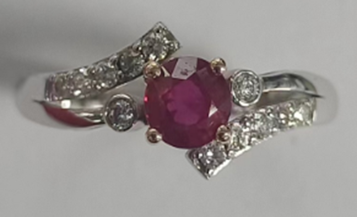 0.68 Cts Ruby and White Diamond Ring in 14K 2-Tone