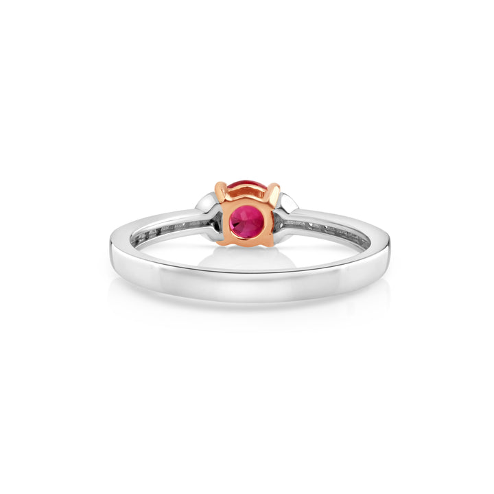 0.5 Cts Ruby and White Diamond Ring in 14K Two Tone