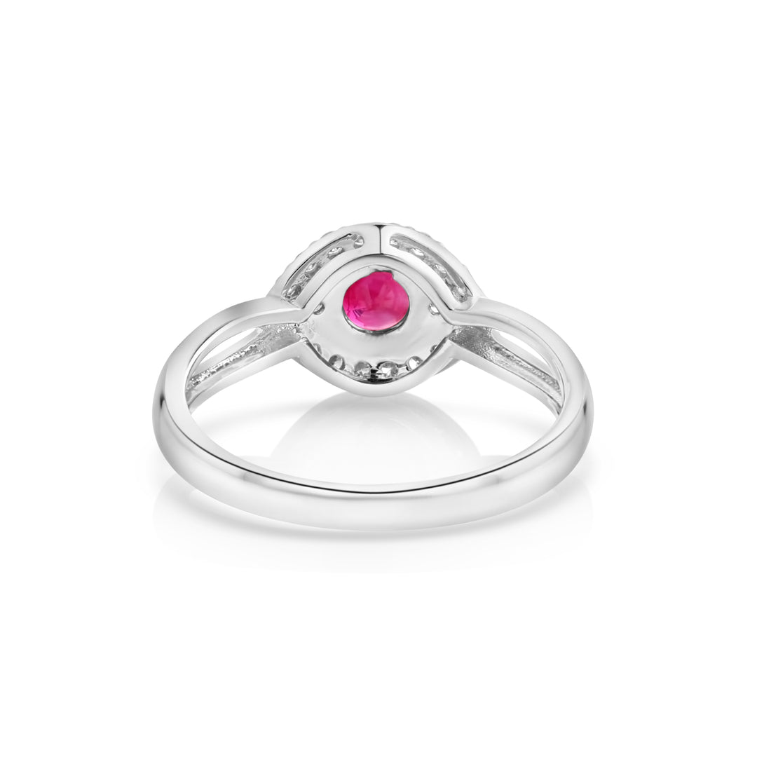 0.46 Cts Ruby and White Diamond Ring in 14K Two Tone