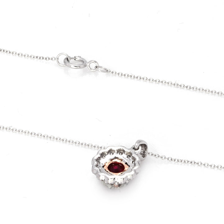0.62 Cts Ruby and White Diamond Pendant in 14K Two Tone