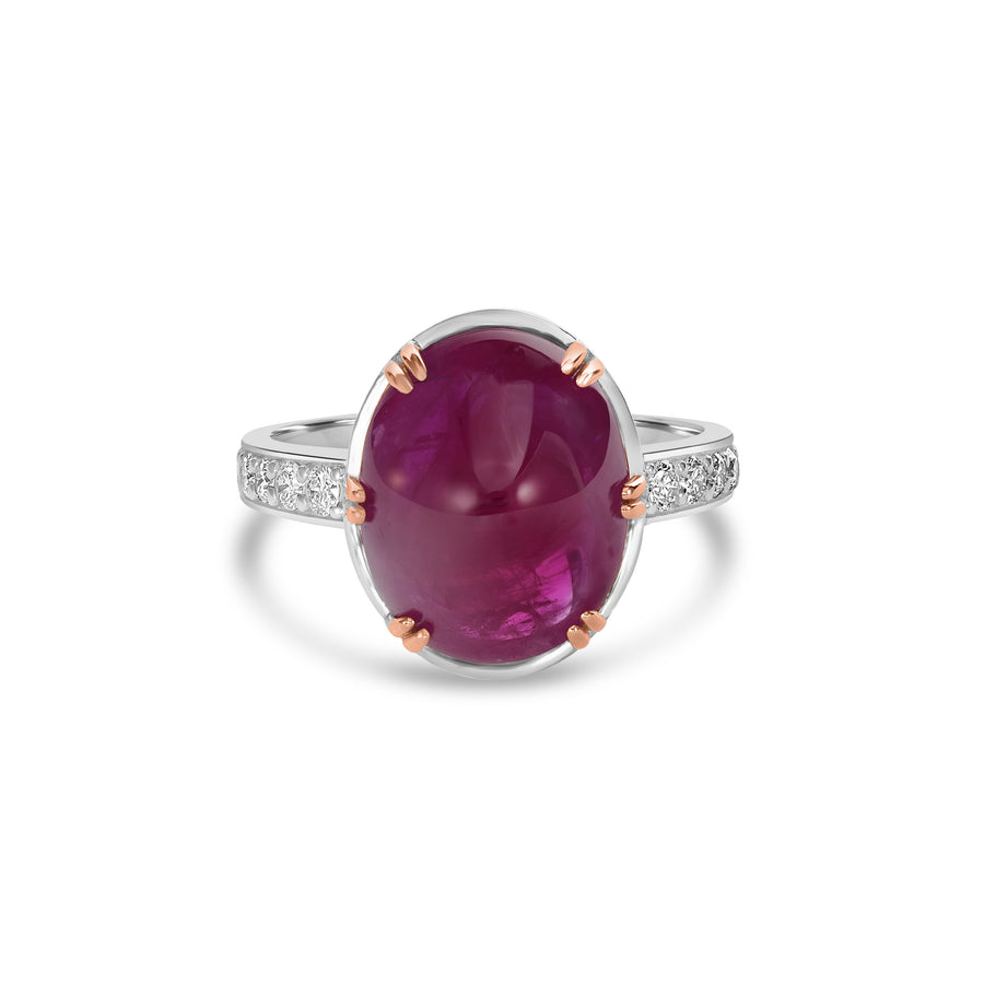 10.33 Cts Ruby and White Diamond Ring in 14K Two Tone