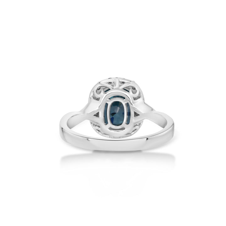 5.16 Cts Blue Zircon and White Diamond Ring in 14K White Gold