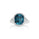 6.8 Cts Blue Zircon and White Diamond Ring in 14K White Gold