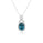 4.09 Cts Blue Zircon and White Diamond Pendant in 14K White Gold