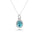 6.01 Cts Blue Zircon and White Diamond Pendant in 14K White Gold