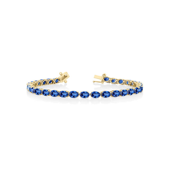 20.31 Cts Blue Sapphire Tennis Bracelet in 14K Yellow Gold