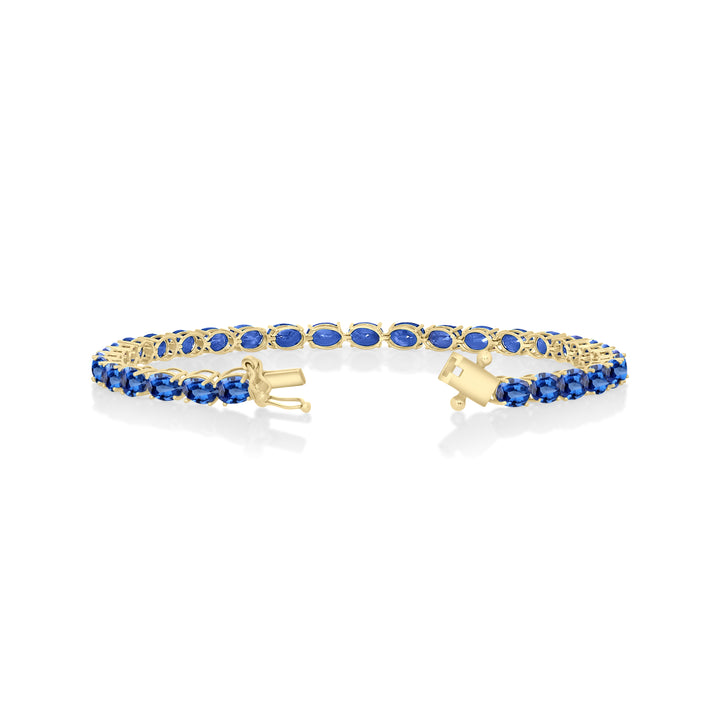 20.31 Cts Blue Sapphire Tennis Bracelet in 14K Yellow Gold