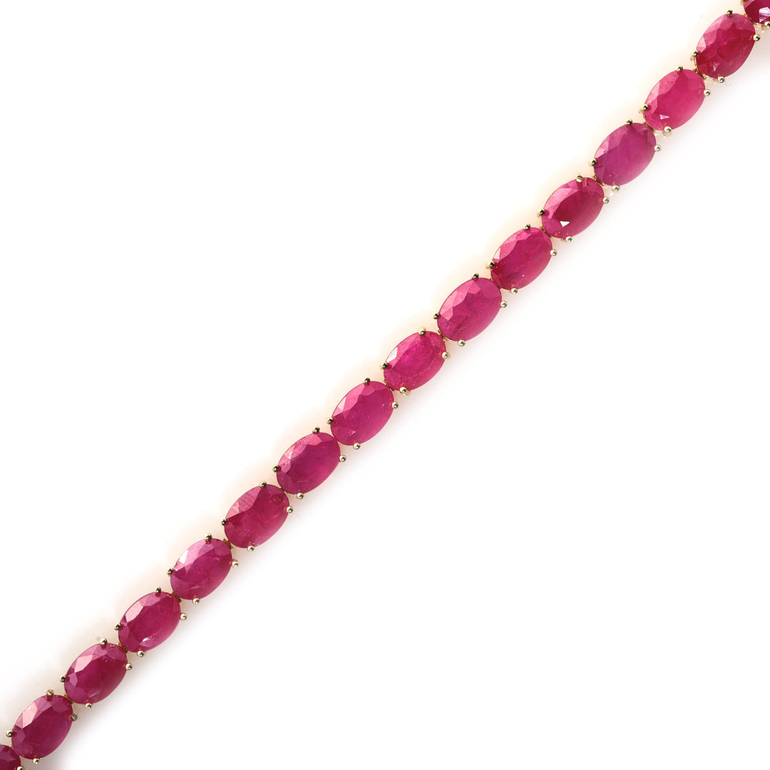 20.31 Cts Ruby Bracelet in 14K Yellow Gold