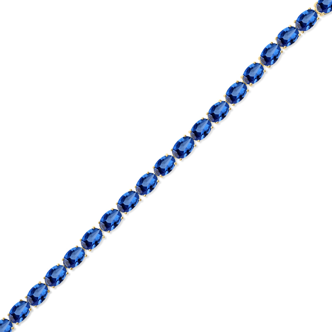 20.31 Cts Blue Sapphire Tennis Bracelet in 14K Yellow Gold