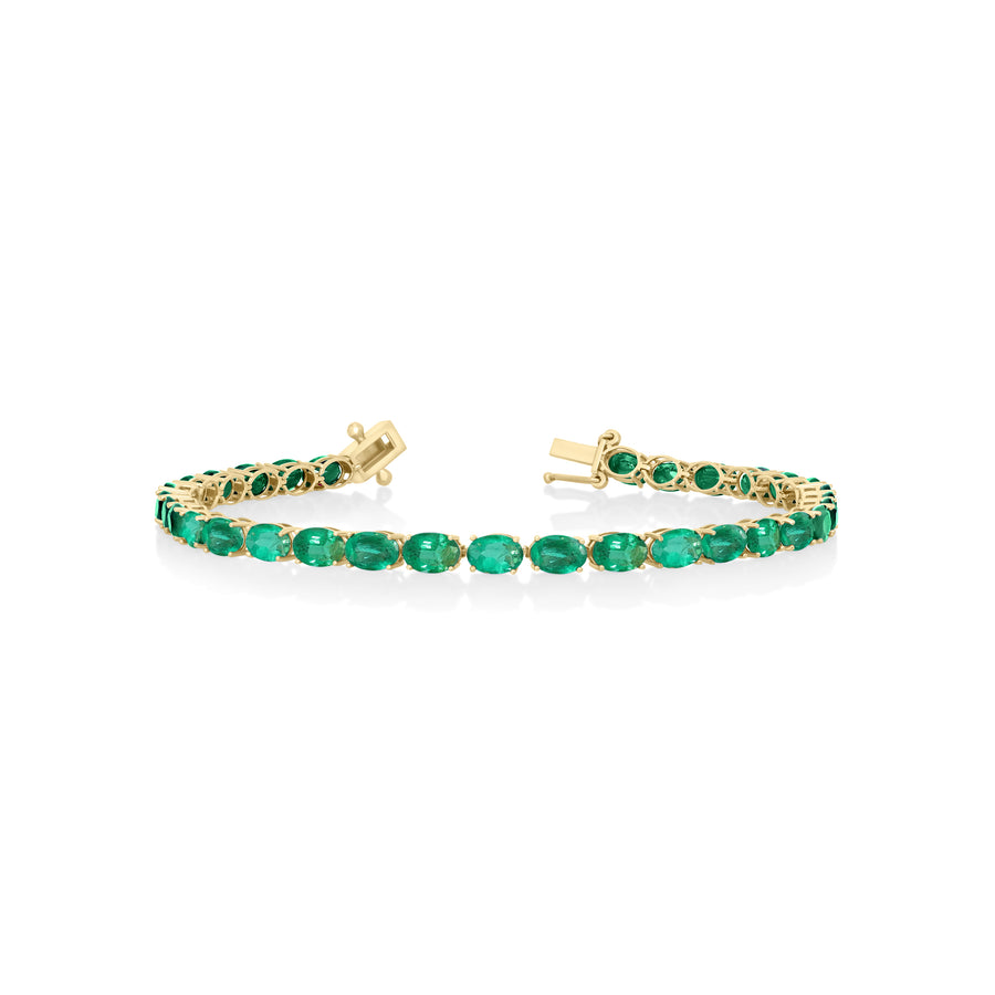 13.90 Cts Emerald Tennis Bracelet in 14K Yellow Gold