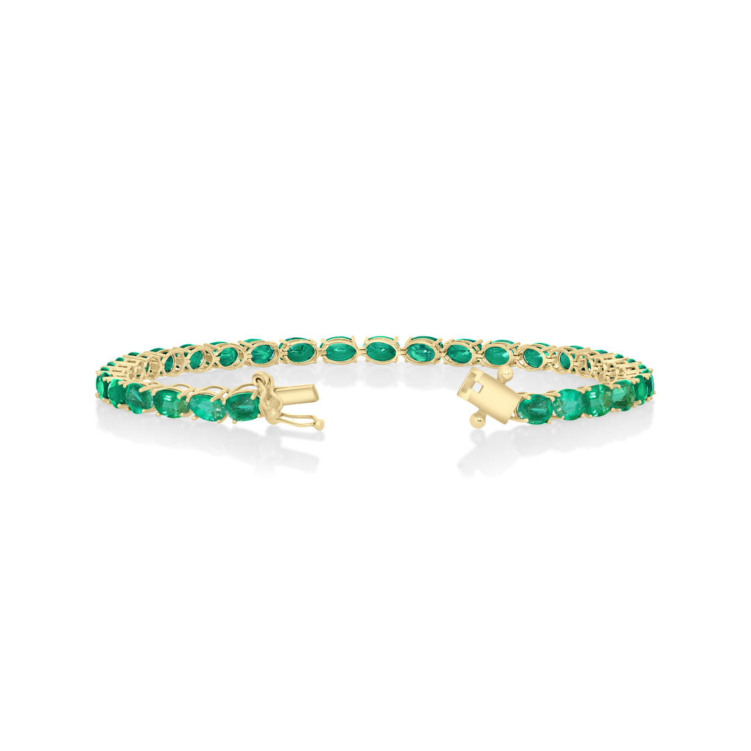 13.90 Cts Emerald Tennis Bracelet in 14K Yellow Gold