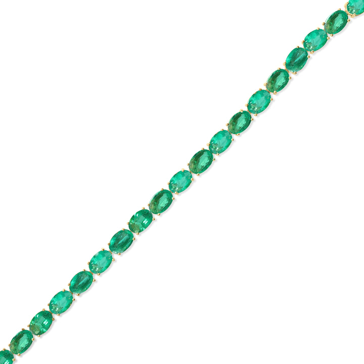 13.90 Cts Emerald Tennis Bracelet in 14K Yellow Gold