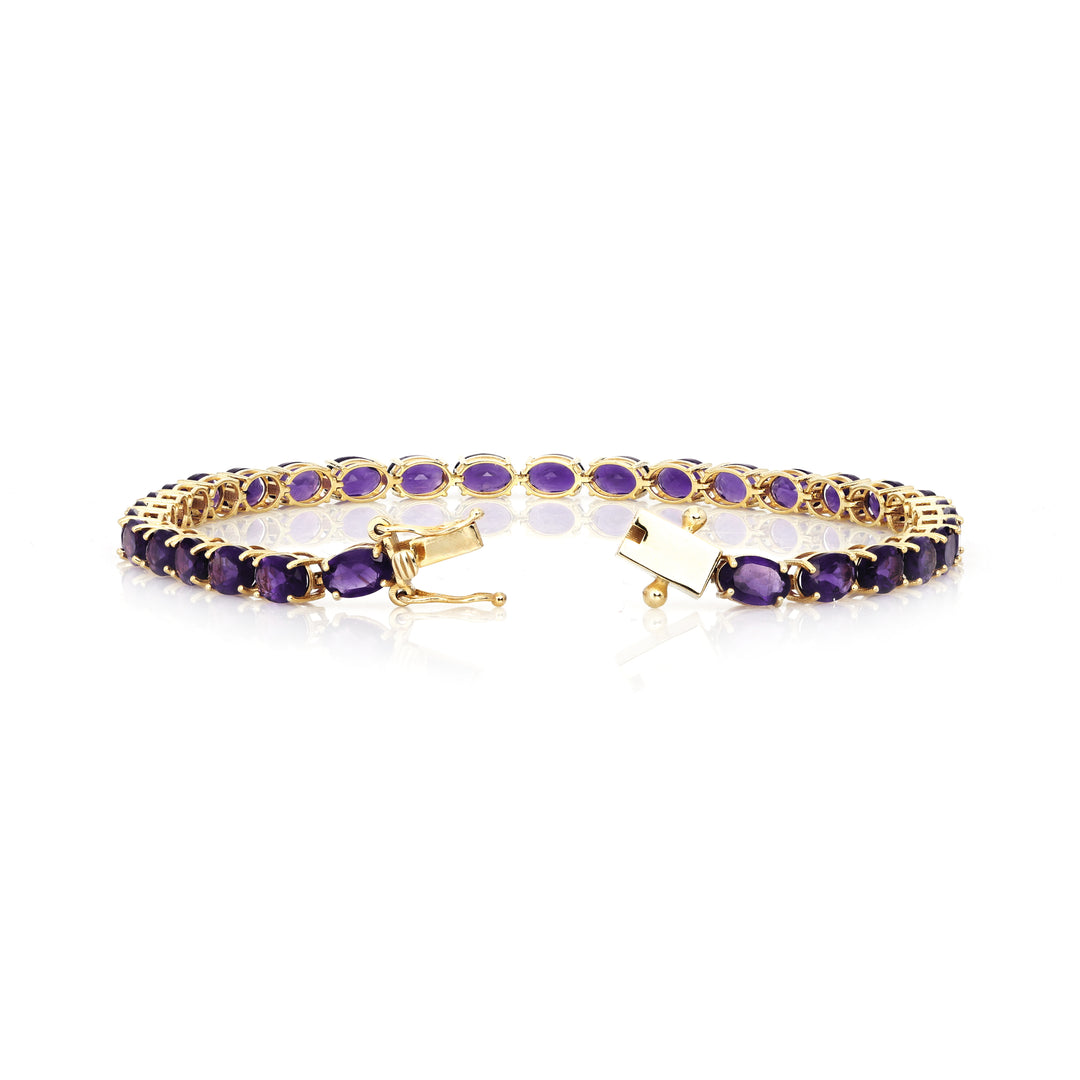 13.52 Cts Amethyst Tennis Bracelet in 14K Yellow Gold