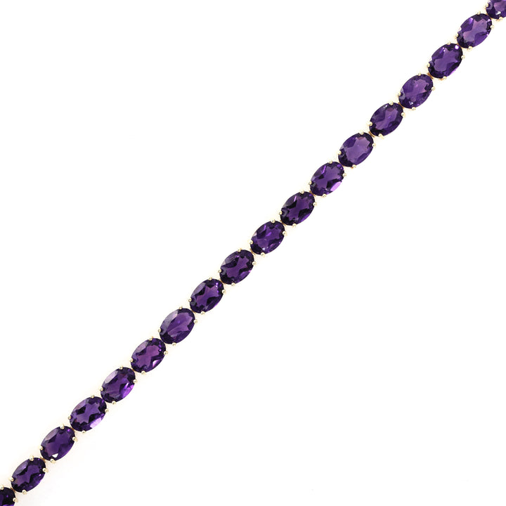 13.52 Cts Amethyst Tennis Bracelet in 14K Yellow Gold