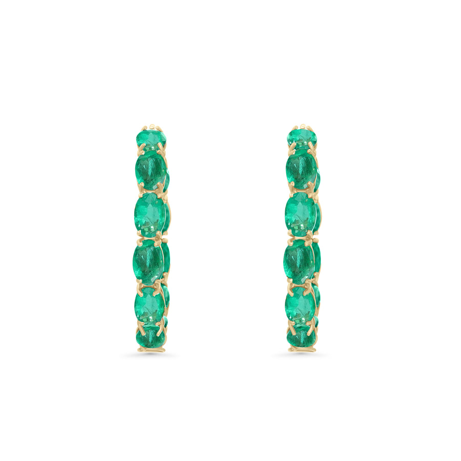 15.20 Cts Emerald Hoop Earring in 14K Yellow Gold