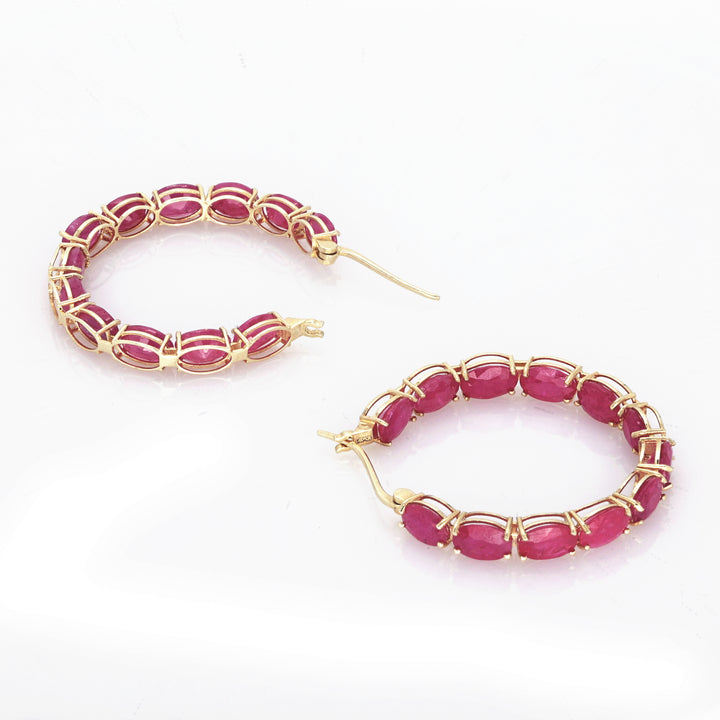 15.2 Cts Ruby Earring in 14K Yellow Gold