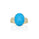 6.56 Cts Sleeping Beauty Turquoise and White Diamond Ring in 14K Yellow Gold