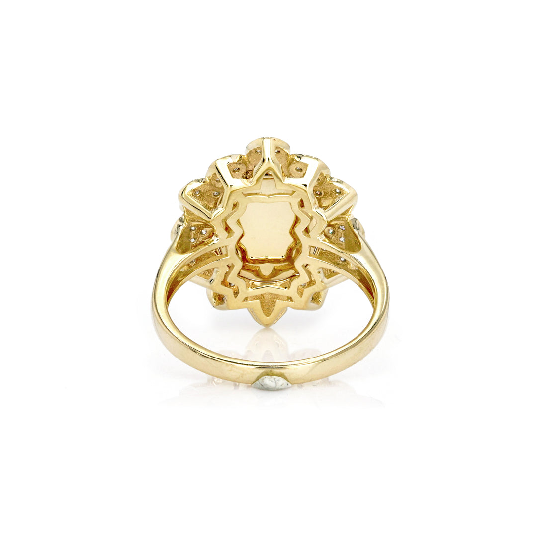 4 Cts Sillimanite and White Diamond Ring in 14K Yellow Gold
