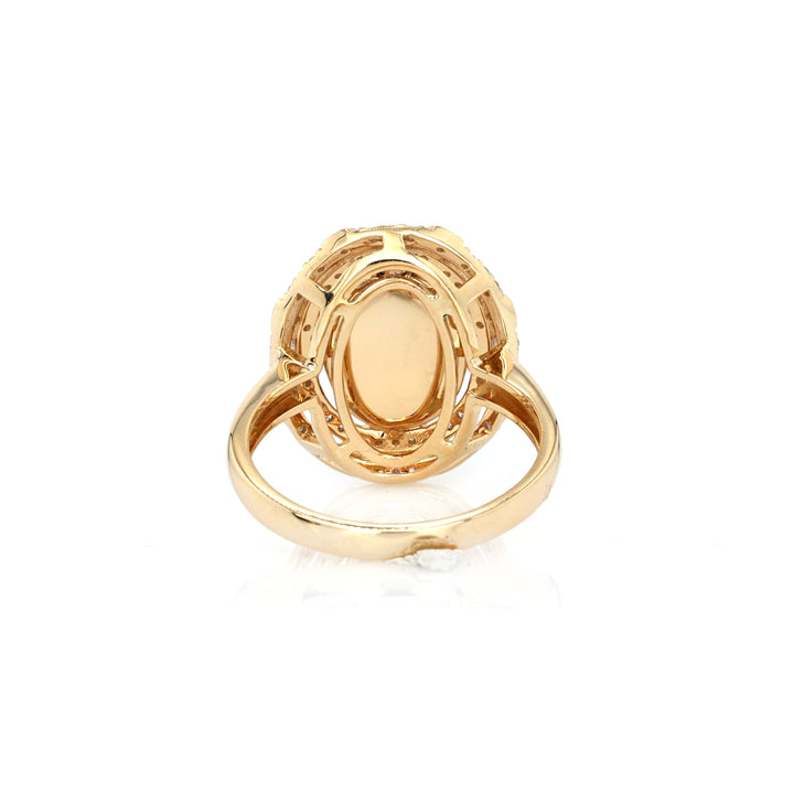 5.41 Cts Sillimanite and White Diamond Ring in 14K Yellow Gold