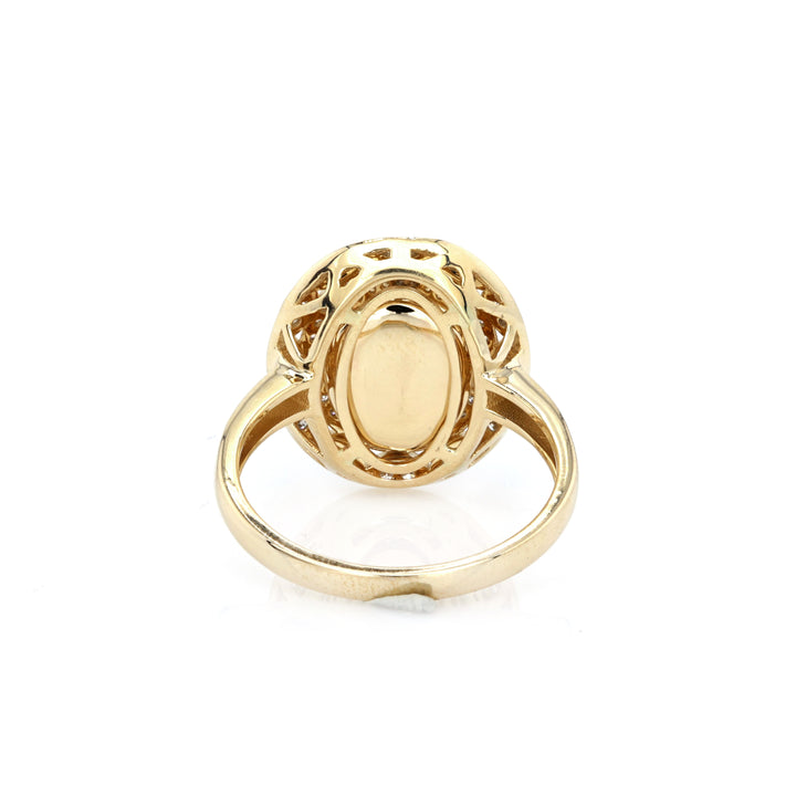 4.07 Cts Sillimanite and White Diamond Ring in 14K Yellow Gold